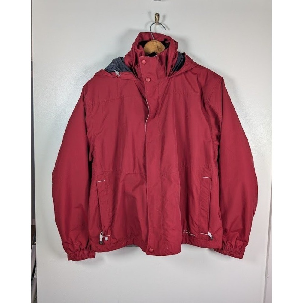 LL Bean Sweater Fleece 3 in 1 Jacket Men's Size Large Hood Waterproof‎ Hooded